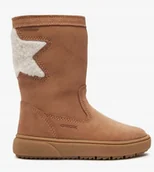 Kozaki damskie - Geox Theleven Kozaki Dziewczęce Ze Skórą Ocieplane Na Zimę Brązowe 26 Jkb - miniaturka - grafika 1