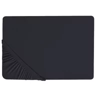 Prześcieradła - Bawełniane prześcieradło z gumką 160 x 200 cm czarne JANBU - miniaturka - grafika 1