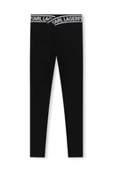 Spodnie i spodenki dla dziewczynek - Karl Lagerfeld legginsy dziecięce kolor czarny gładkie - miniaturka - grafika 1
