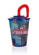 Kubki dla dzieci - Kubek Plastikowy Ze Słomką 450 Ml Spiderman - miniaturka - grafika 1