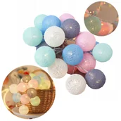 Girlandy - Girlanda Lampki Led Świecące Kulki Cotton Balls 20 - miniaturka - grafika 1