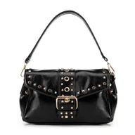 Torebki damskie - Damska crossbody z ekoskóry w dekoracyjne nity czarna - miniaturka - grafika 1