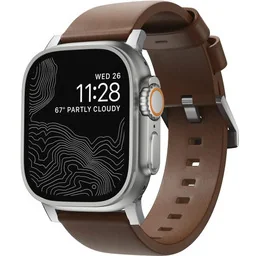 Nomad Pasek skórzany Modern Band do Apple Watch 49/46/45/44 mm, brązowo-srebrny - Akcesoria do smartwatchy - miniaturka - grafika 1