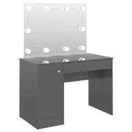Toaletki - shumee Toaletka z LED 110x55x145 cm MDF szara z połyskiem - miniaturka - grafika 1