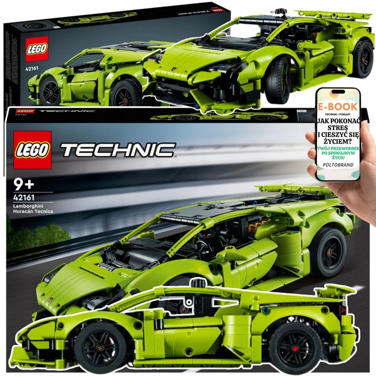 KLOCKI LEGO AUTO LAMBO PREZENT DLA DZIECKA - LEGO Technic Lamborghini Huracán Tecnica (42161) Kultowy Super Samochód z Silnikiem V10 i Drzwiami + ..
