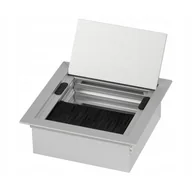 Meble modułowe i akcesoria - Przepust kablowy biurkowy 80x80 mm aluminium z klapką i szczotką - miniaturka - grafika 1