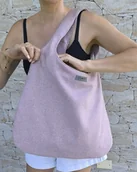 Torebki damskie - Duża jasna torba worek boho jasno różowa XXL na ramię - miniaturka - grafika 1