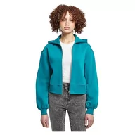 Bluzy damskie - Urban Classics Damska bluza z krótkim zamkiem błyskawicznym, zielony, L - miniaturka - grafika 1