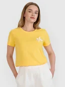 Koszulki i topy damskie - 4F T-shirt regular z nadrukiem damski - żółty L - miniaturka - grafika 1