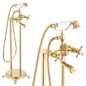 Baterie wannowe i prysznicowe - Bateria wannowo-prysznicowa wolnostojąca YOKA Luwr, złota - miniaturka - grafika 1