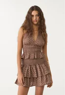 Spódnice - Stradivarius Spódnico-spodnie z haftami Brązowy M - miniaturka - grafika 1