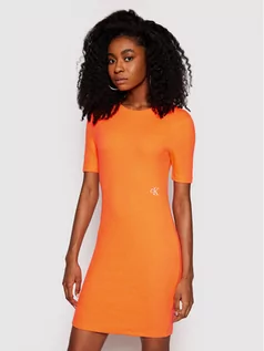 Sukienki - Calvin Klein Jeans Sukienka codzienna J20J215679 Pomarańczowy Slim Fit - grafika 1