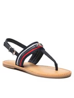 Sandały damskie - Tommy Hilfiger Sandały Corporate Webbing Flat Sandal FW0FW06232 Granatowy - miniaturka - grafika 1