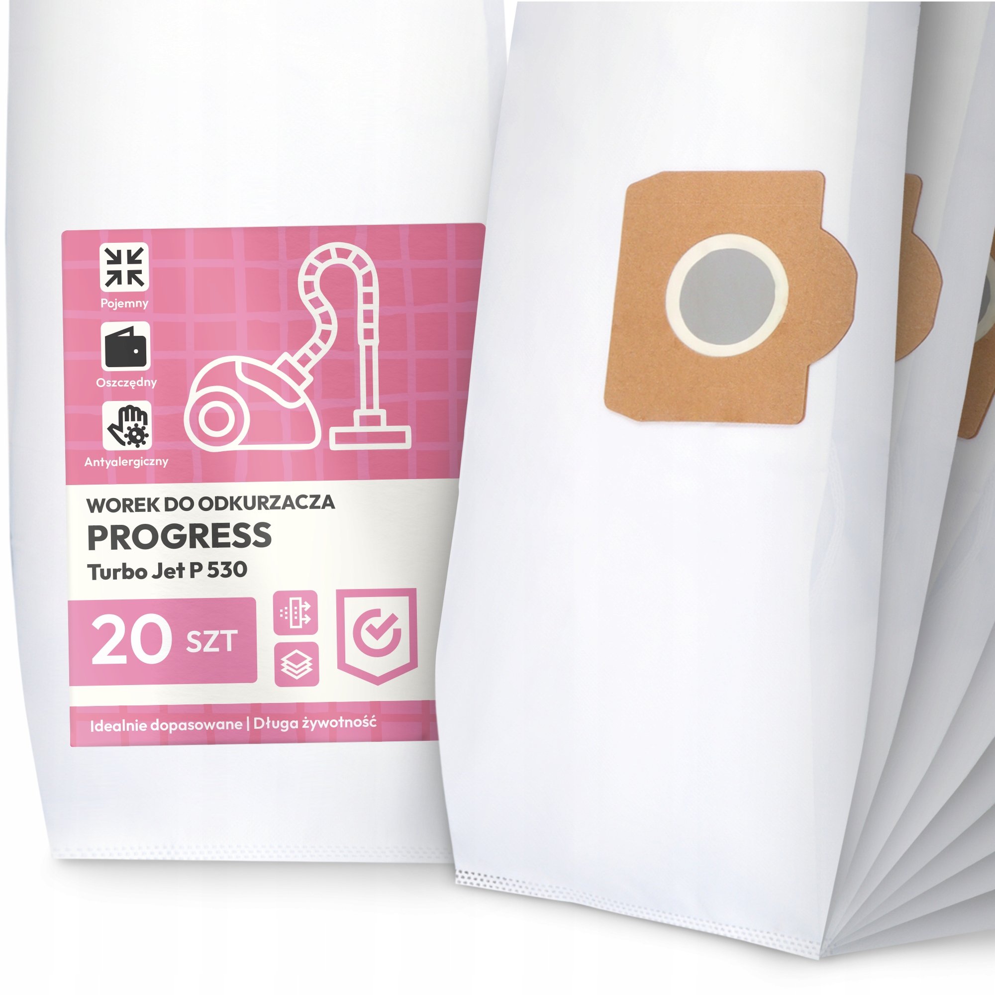 20x Worek do Odkurzacza Progress Turbo Jet P 530 Syntetyczny Pojemny Worki