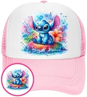 Czapki i chusty sportowe męskie - Czapka z Daszkiem Lilo i Stich Różowa z Nadrukiem Na Lato Siatka Bejsbolówka - miniaturka - grafika 1