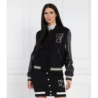 Kurtki damskie - Karl Lagerfeld Wełniana kurtka bomber | Regular Fit | z dodatkiem skóry - miniaturka - grafika 1