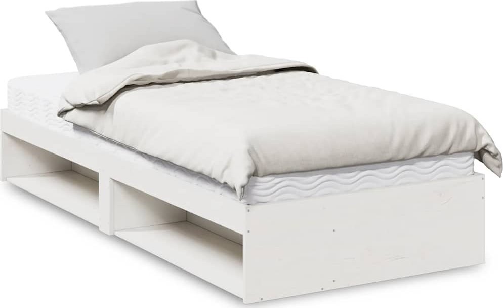 vidaXL Łóżko dzienne z materacem białe 100x200 cm lite drewno sosnowe