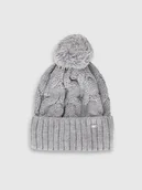 Czapki damskie - 4F Czapka zimowa z dodatkiem wełny damska - szara S - miniaturka - grafika 1