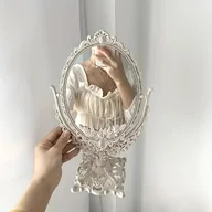 Lusterka do makijażu - TEMU 1 Szt. Dwustronny Lusterko Do Makijażu W Stylu Vintage Europejskim, Lusterko Do Makijażu Obrotowe Do Stolika Do Przygotowywania Się Na Bal - miniaturka - grafika 1