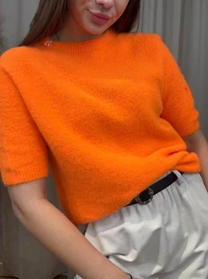 Sweter alpaka krótki rękaw - Swetry damskie - miniaturka - grafika 1