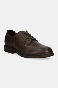 Tommy Hilfiger półbuty skórzane FLEXIBLE HILFIGER MIX LTH SHOE męskie kolor brązowy FM0FM05164 - Półbuty męskie - miniaturka - grafika 1