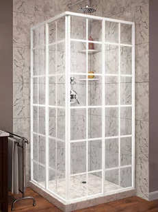 Szklana kabina prysznicowa 90x90 biała LOFT kratka francuska - Kabiny prysznicowe - miniaturka - grafika 1