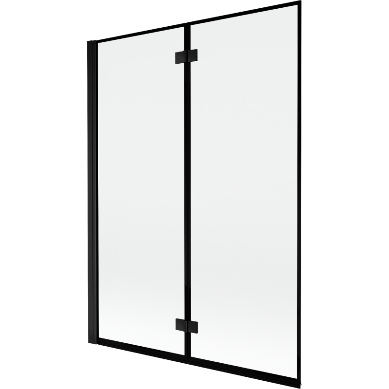 Mexen Mist parawan nawannowy 2-skrzydłowy lewy 130 x 150 cm, czarna ramka, czarny - 8A9-130-002-70-70-L