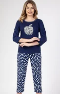 Piżamy damskie - Bawełniana piżama damska granatowa 674 Z25, Kolor granatowy, Rozmiar S, Regina - Intymna - miniaturka - grafika 1