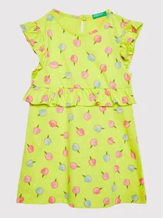 United Colors Of Benetton Sukienka letnia 3HD3GV005 Żółty Regular Fit - Sukienki i spódniczki dla dziewczynek - miniaturka - grafika 1