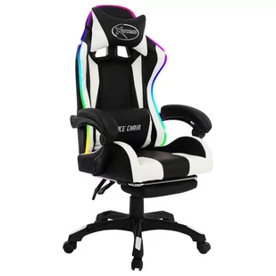 Lumarko Fotel dla gracza z RGB LED, biało-czarny, sztuczna skóra - Fotele gamingowe - miniaturka - grafika 3