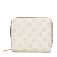 Portfele - Damski portfel skórzany w tłoczenie biały - miniaturka - grafika 1