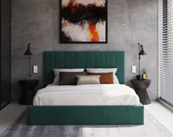 Łóżka - Łóżko tapicerowane COLORADO z pojemnikiem i stelażem podnoszonym - 160x200 - TRINITY - Turkusowy - miniaturka - grafika 1