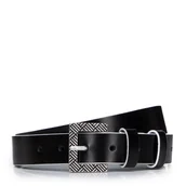 Paski - Damski pasek skórzany z kontrastowym brzegiem - miniaturka - grafika 1