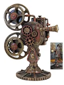 Figurki dekoracyjne - MECHANICZNA KAMERA, PROJEKTOR Z LAMPKĄ FIGURKA STEAMPUNK - miniaturka - grafika 1