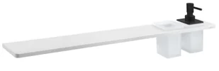 Sapho Abeline - Półka z dozownikiem i szklankami, długość 80 cm, kolor biały matowy/czarny AE802-0101-03 - Półki łazienkowe - miniaturka - grafika 1