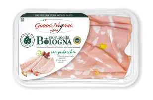 Mortadella Bologna IGP Affettata con Pistacchio 80g - Gianni Negrini - Pasztet i przetwory mięsne - miniaturka - grafika 1