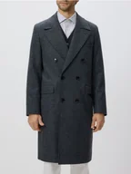 Płaszcze damskie - Reserved - Dwurzędowy płaszcz z dodatkiem wełny - szary - miniaturka - grafika 1