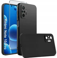 Etui i futerały do telefonów - Etui Czarne Matowe Silikon Slim do Xiaomi Redmi Note 10 Pro + SZKŁO 9H - miniaturka - grafika 1