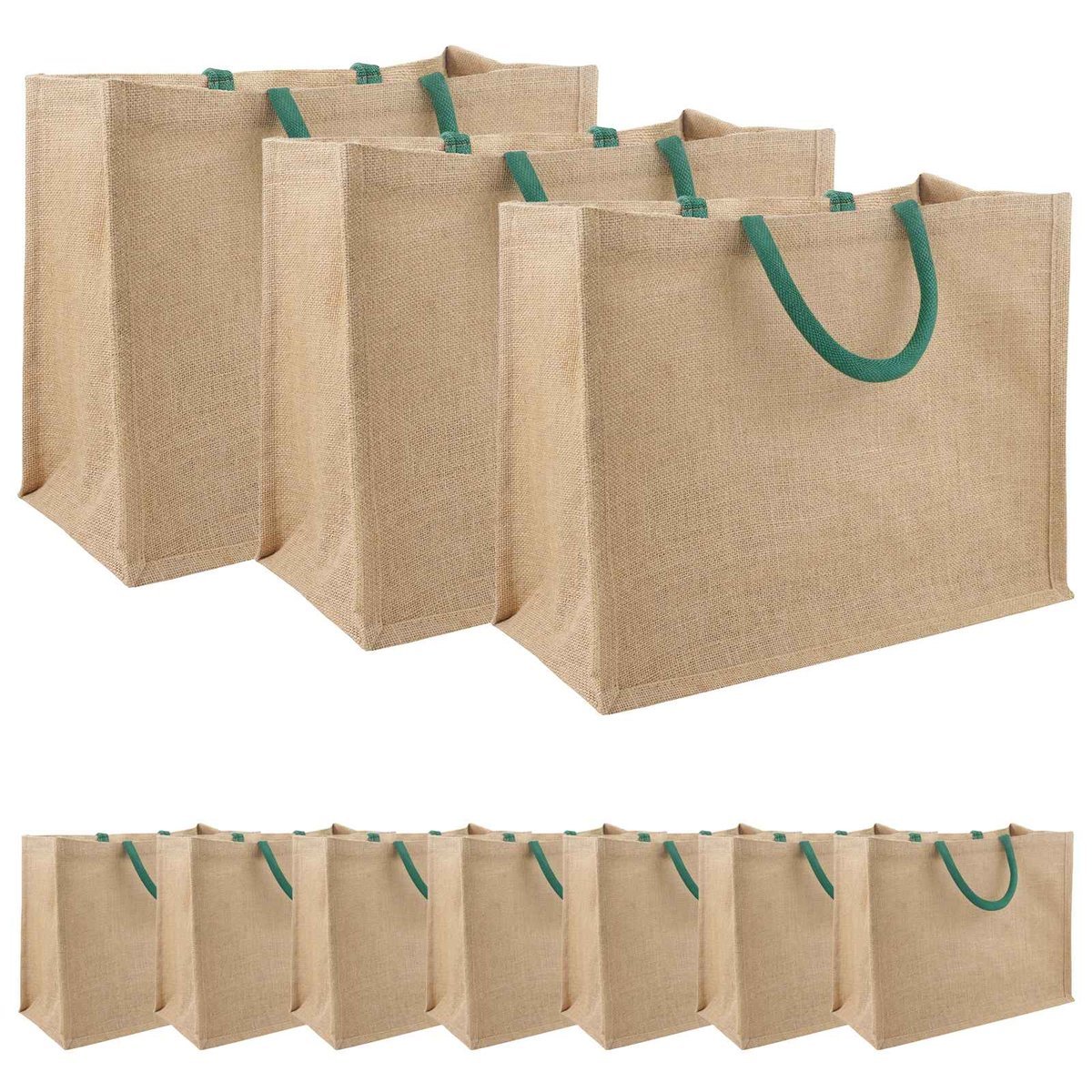 vidaXL Torebki jutowe 10 pcs Naturalny i zielony 42 x 33 x 19 cm
