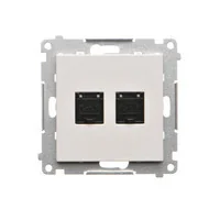 Kontakt Simon Gniazdo komputerowe podwójne RJ45 kategoria 6 Simon 55 - jasnoszary mat - Gniazdka elektryczne - miniaturka - grafika 1