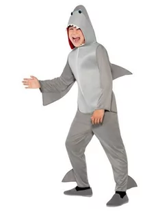 SMIFFYS Kostium dziecięce unisex rekina, komputer wielofunkcyjny All-in-One z kapturem i płetwy, rozmiar: L, 44072, szary 44071S - Stroje karnawałowe - miniaturka - grafika 1