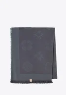 Apaszki i szaliki damskie - Damska chusta z bambusem tkana w monogram grafitowa - miniaturka - grafika 1