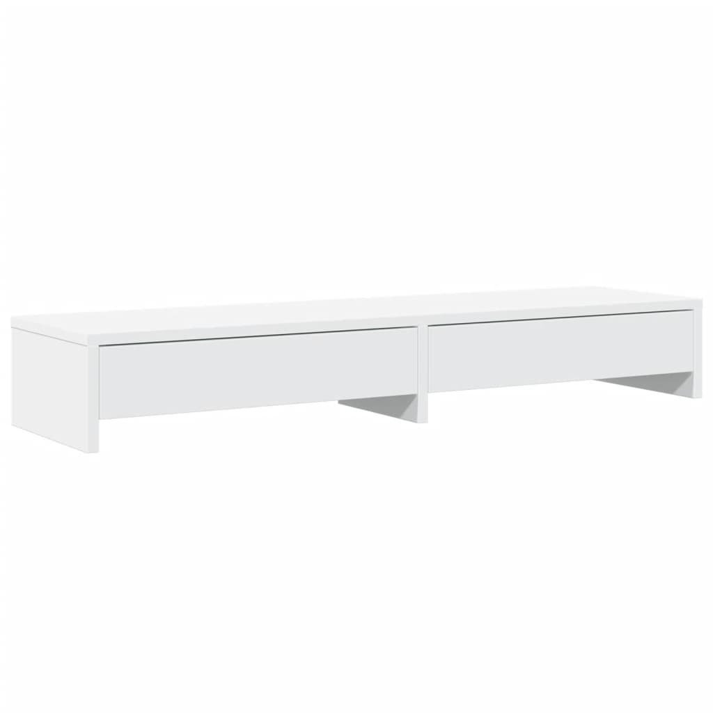 vidaXL Podstawa pod monitor z szufladami Biała 100x27x15 cm Materiał drewnopochodny