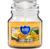 Świece - MAŁA Świeca zapachowa w słoiku BISPOL Aura 28H SOCZYSTE MANGO - miniaturka - grafika 1