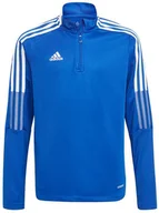 Bluzy damskie - Bluza dla dzieci adidas Tiro 21 Training Top Youth niebieska GM7322-140cm - miniaturka - grafika 1