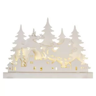Dekoracje - 12 LED drewniana świąteczna wioska, 42x31 cm, 2x AA, ciepła biel, IP20, timer - Ozdoby bożonarodzeniowe - miniaturka - grafika 1