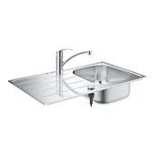 Zlewozmywaki z baterią - Grohe Zlewozmywaki - Zestaw zlewozmywaka K200 i baterii Eurosmart, stal szlachetna/chrom 31565SD1 - miniaturka - grafika 1