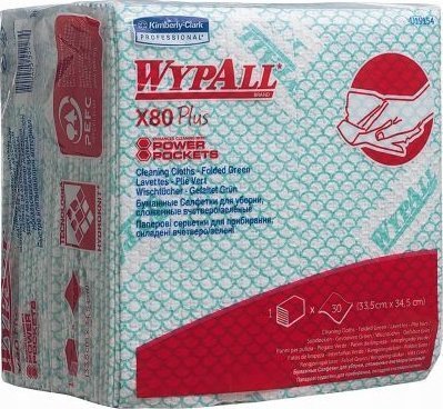 WYPALL 19154 - WYPALL* X80 Plus czyściwo, ściereczka do czyszczenia - 1/4 złożenie,składanie,zielony, KARTON=8 BIND 8 toreb x30 odcinków,35.00cm x 34.00cm.