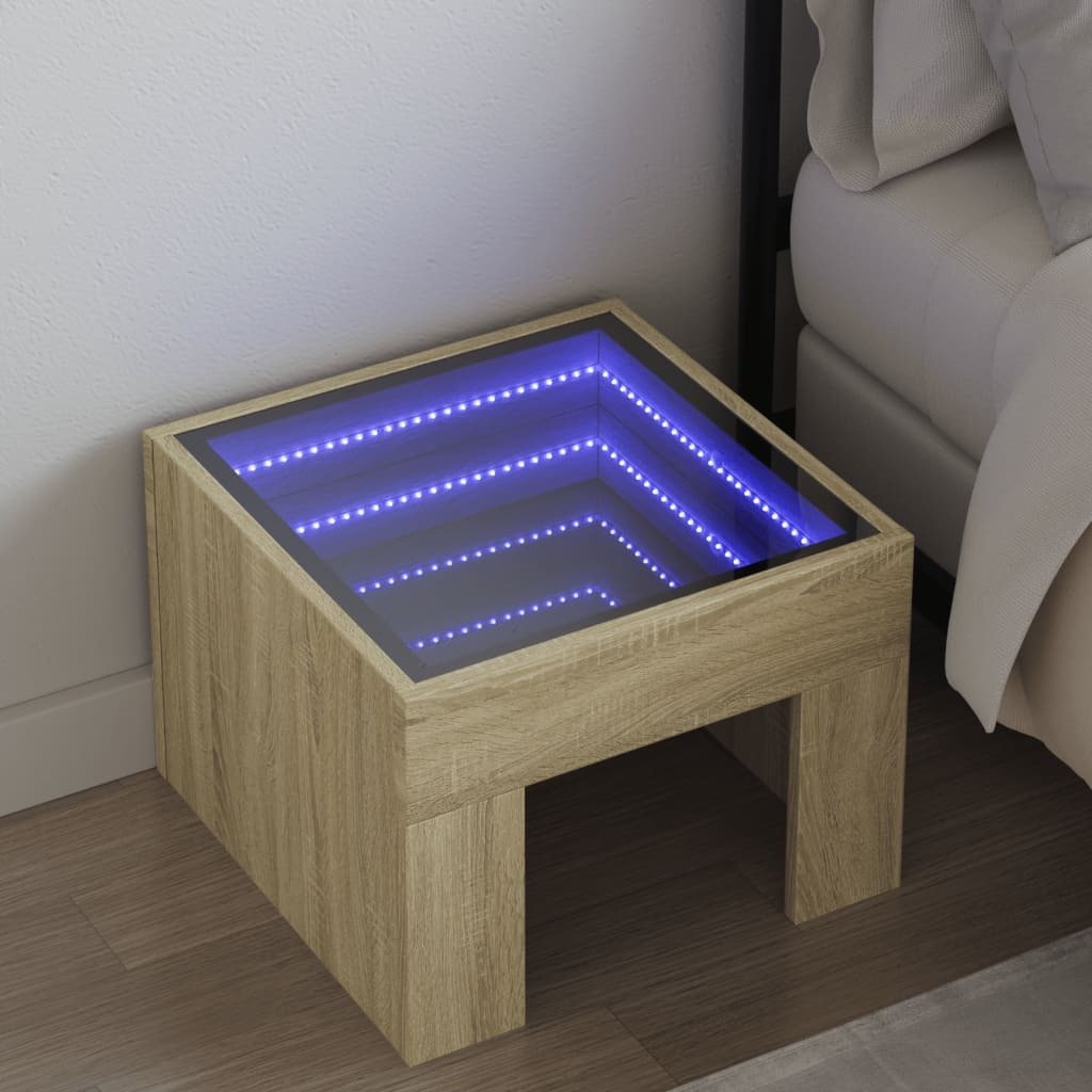 vidaXL Szafka nocna z Infinity LED dąb sonoma 40x40x30 cm