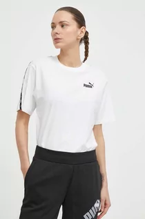Koszulki sportowe damskie - Puma t-shirt bawełniany damski kolor biały 675994 - grafika 1